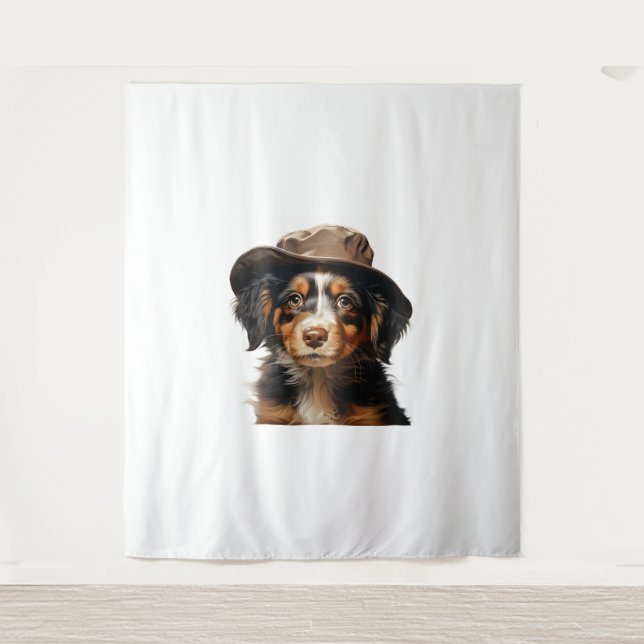 Tenture Mignonnes Chiots. Pépinière ClipArt S1 (Devant)