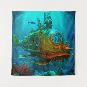 Tenture Miles Under the Sea Art Illustration Steampunk