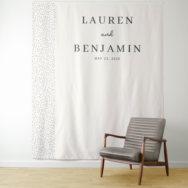 Tenture Minimalisme à points blanc cassé sophistiqué (En situation)