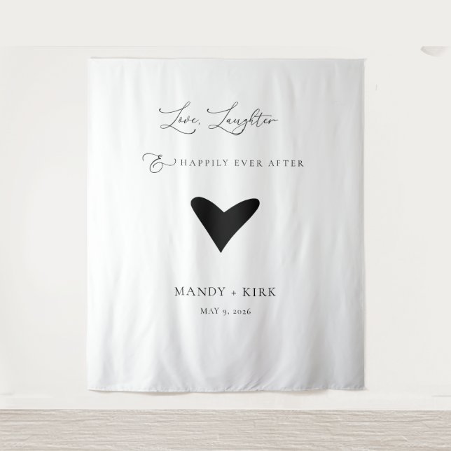 Tenture Minimalist Wedding Backdrop Banner Elegant Script  (Devant)