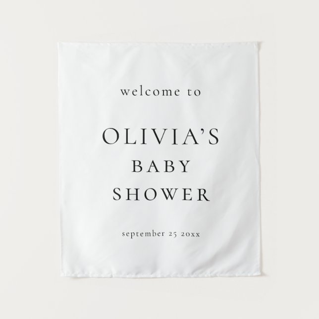 Tenture Minimalist Welcome to Baby Shower Fabric Sign (Devant)