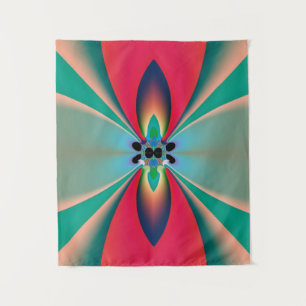 Tenture Miroir de symétrie abstrait en corail sarcelle Art