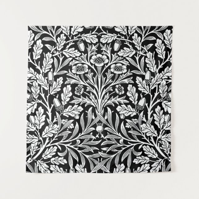 Tenture Miroirs's Acorns et chêne Feuille noir et blanc (Devant)