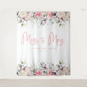 Tenture Miss À Mme Pink Fête des mariées Florale Contexte