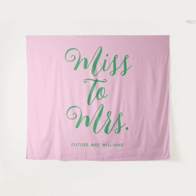 Tenture Miss à Mrs Fun Gras Rose et vert Enterrement de vi (Devant (Horizontal))