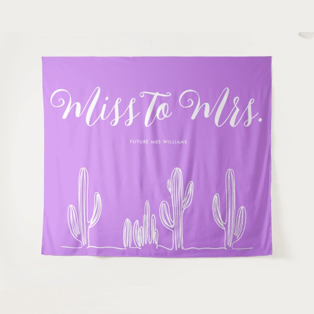 Tenture Miss à Mrs Moderne Boho Cactus Violet Enterrement  (Devant (Horizontal))