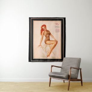 Tenture Miss Février Varga Girl 1946 Pin-up Calendrier