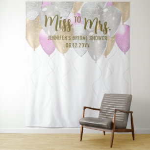 Tenture Miss Mme Balloon Arch Fuchsia Gold Bridal Backdrop
