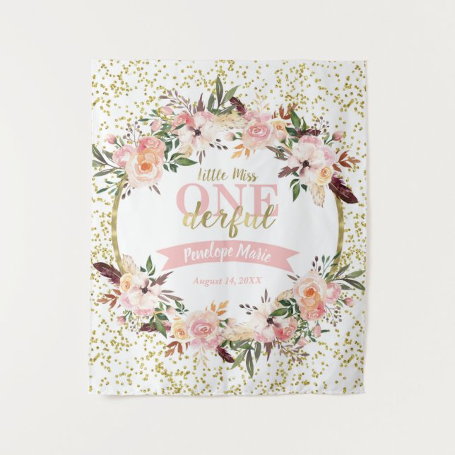 Tenture Miss ONEderful Décor de fête d'anniversaire, Banni (Devant)