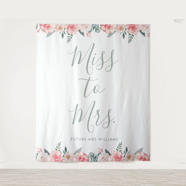 Tenture Miss to Mrs Banner Fleurs Prop de Baby Shower (Devant)