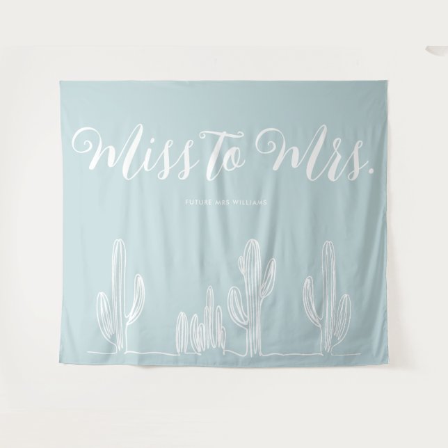 Tenture Miss to Mrs Moderne Boho Cactus Bleu Enterrement d (Devant (Horizontal))