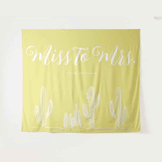 Tenture Miss to Mrs Moderne Boho Cactus Citrus Enterrement (Devant (Horizontal))