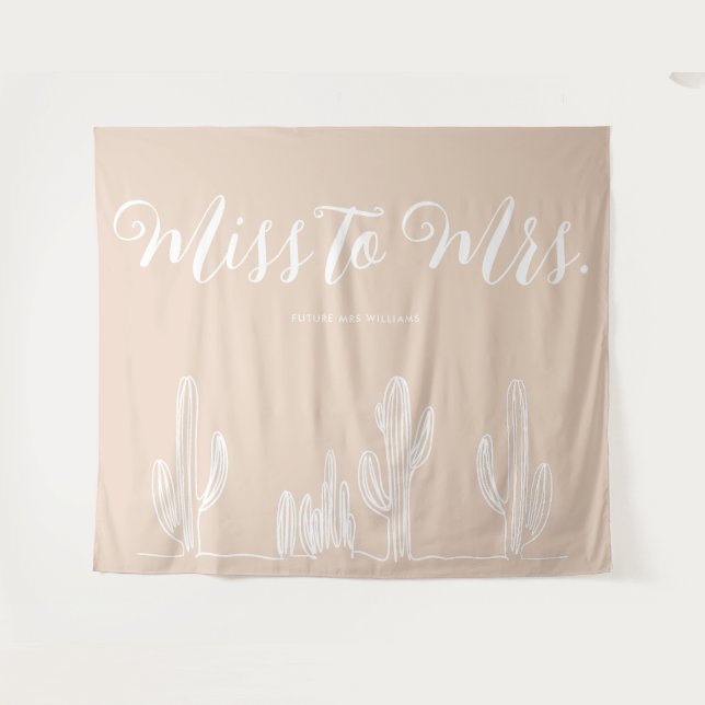 Tenture Miss to Mrs Moderne Boho Cactus Crème Enterrement  (Devant (Horizontal))
