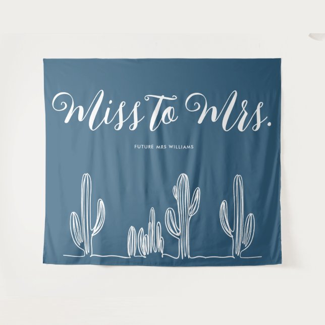 Tenture Mlle à Mme Cactus Moderne Bleu Foncé Enterrement d (Devant (Horizontal))