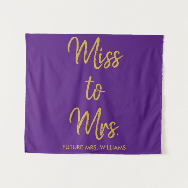 Tenture Mlle à Mme Contexte Fête des mariées violet et or (Devant (Horizontal))