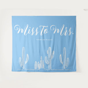 Tenture Mlle à Mme Modern Boho Cactus Blue Bachelorette