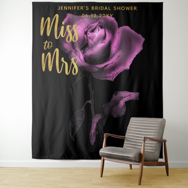 Tenture Mlle Mme Moody Purple Rose Dark Bridal Contexte (En situation)