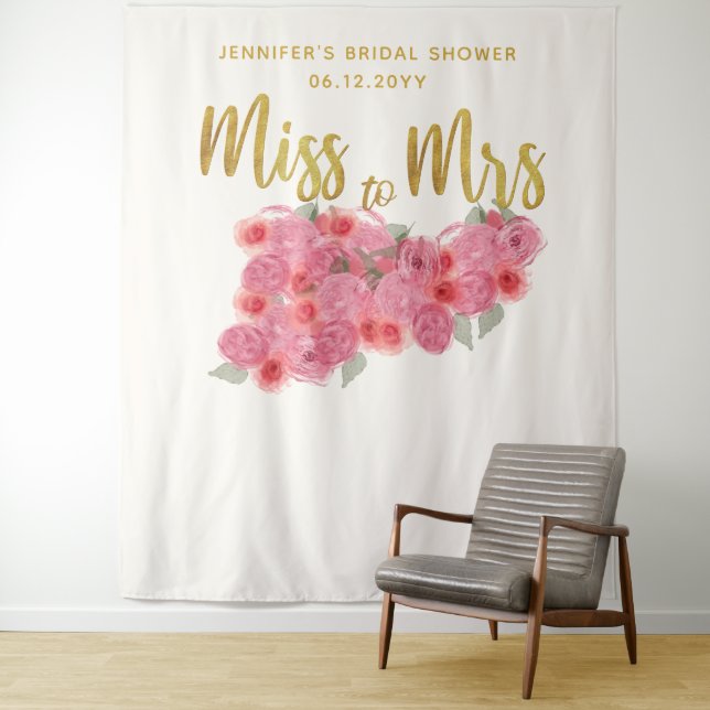 Tenture Mlle Mme Wall de Roses Boho Chic Bridal Contexte (En situation)