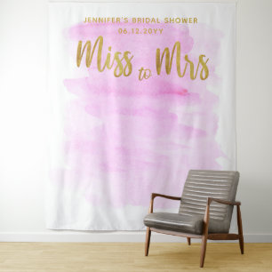 Tenture Mlle Mme Watercolor Boho Rose Chic Bridal Arrière-