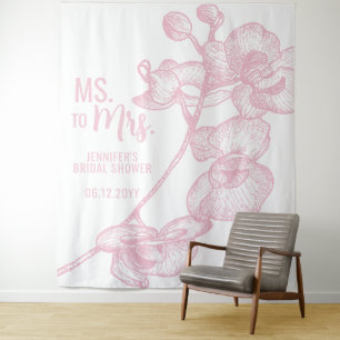 Tenture Mme à Mme Boho Pink Orchid White Bridal Contexte