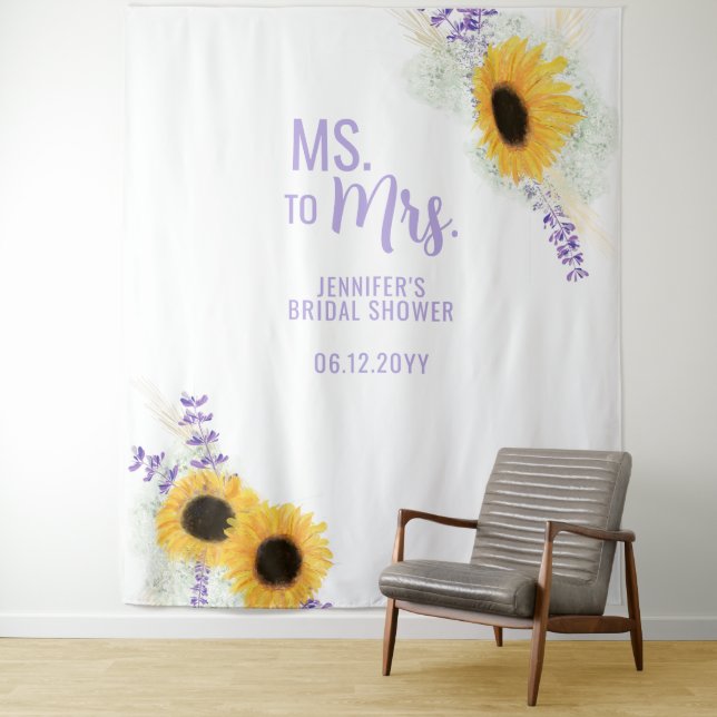 Tenture Mme à Mme Sunflower Lavender White Bridal Contexte (En situation)