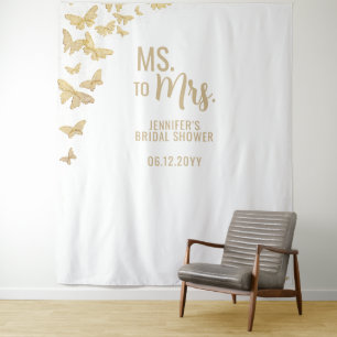 Tenture Mme Gold Butterfly White Bridal Arrière-plan