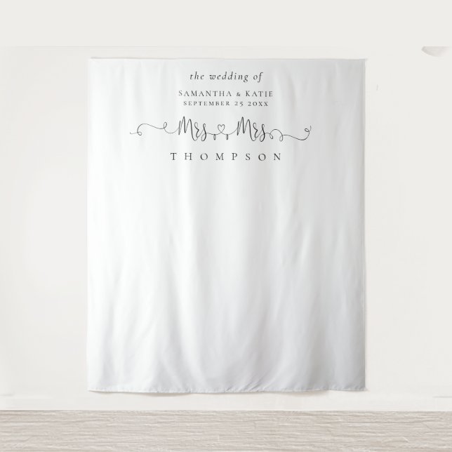 Tenture Mme Mme Nom Anneaux Lesbienne Mariage Photo Toile  (Devant)