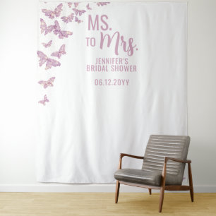 Tenture Mme Purple Gold Butterfly White Bridal Contexte