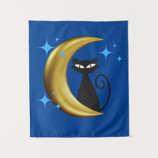 Tenture Mmilieu du siècle moderne MCM Rétro Noir Cat (Devant)