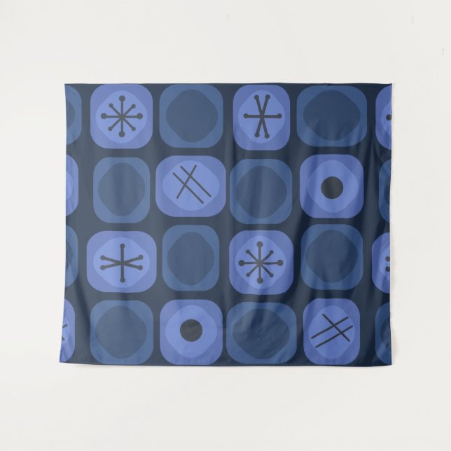 Tenture Mod Art Soft Cubes 1950 Marine Blue (Devant (Horizontal))