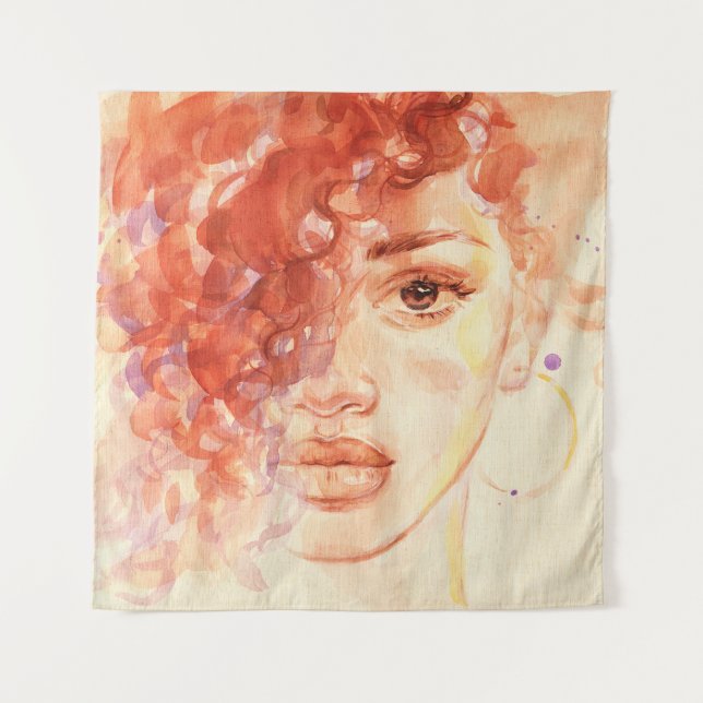 Tenture Mode afro-américaine, aquarelle illustration. (Devant)