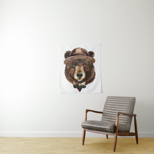 Tenture Mode d'ours d'aquarelle (En situation)