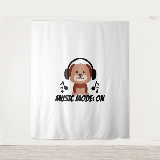 Tenture Mode musique ON - Vibes de dessin de chien froid (Devant)