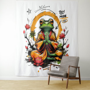 Tenture Mode Zen Activé Moine Grenouille Méditant