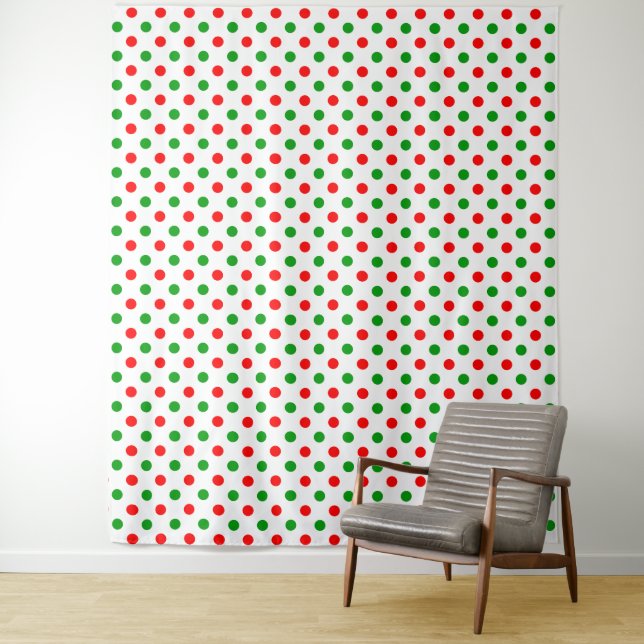 Tenture Modèle à pois blancs rouges et verts  (En situation)