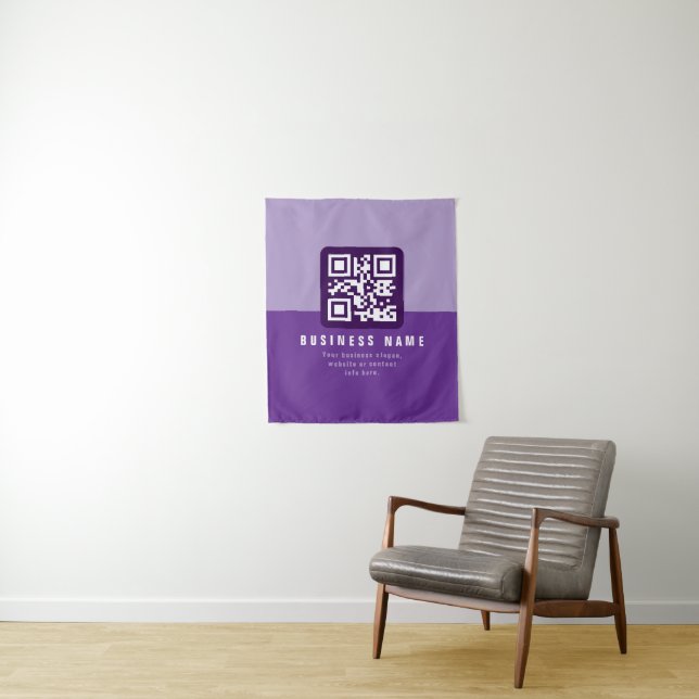 Tenture Modèle de code QR moderne éditable | Violets (En situation)