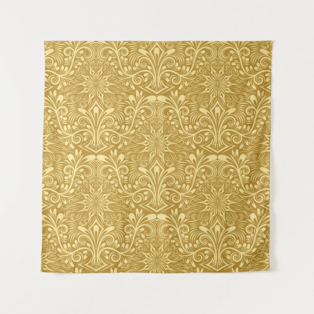 Tenture Modèle Floral Baroque Damas d'or (Devant)