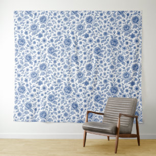 Tenture Modèle Floral Royal Bleu Rose