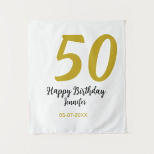 Tenture modèle noir 50e anniversaire ajouter nom date anné