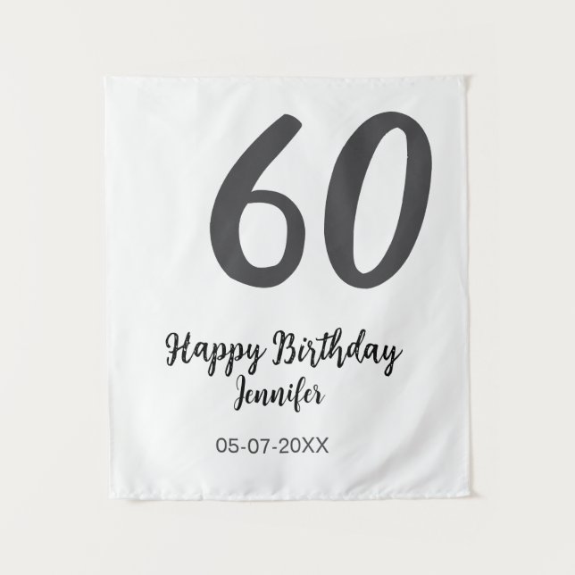 Tenture modèle noir pour 60e anniversaire ajouter nom date (Devant)