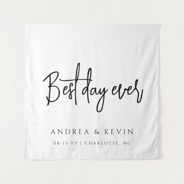 Tenture Modern Classy Wedding Best Day Ever Welcome Sign (Devant)