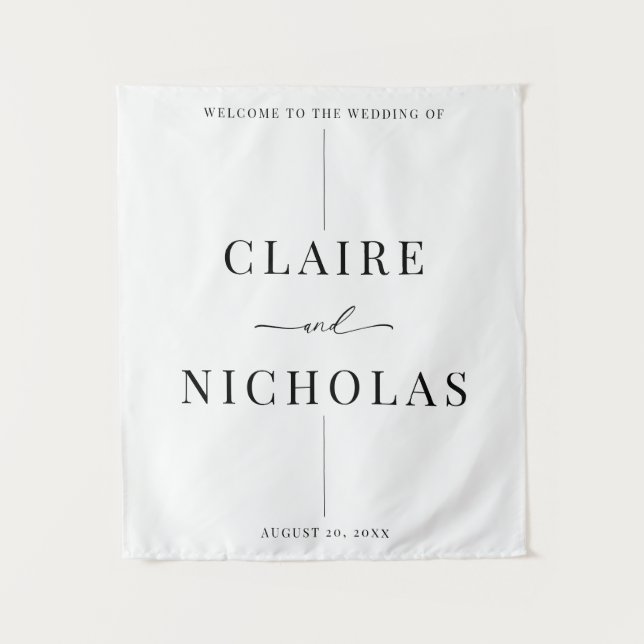 Tenture Modern Elegant Wedding Welcome Sign (Devant)