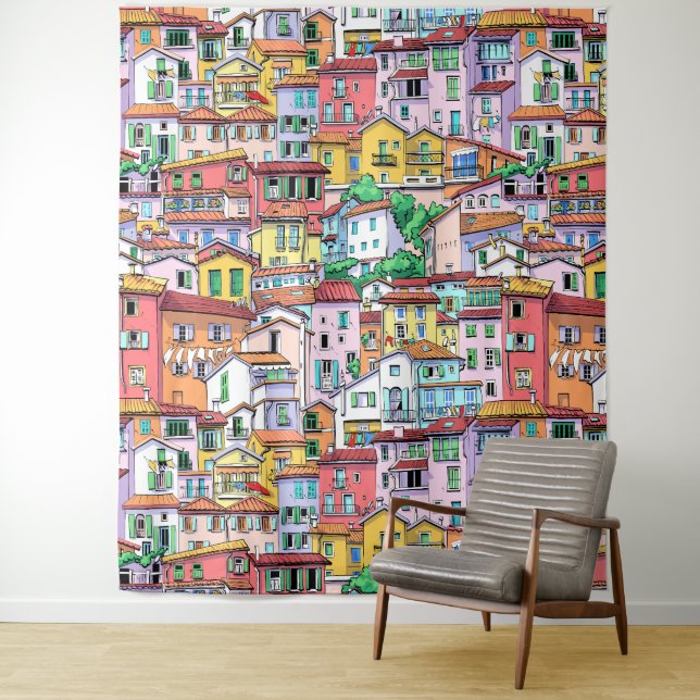 Tenture Modern watercolor backdrop for kids room nursery (En situation)