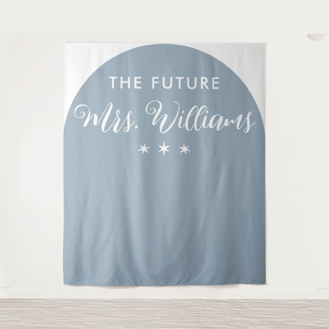 Tenture Moderne Arch bleu pour Future Mrs Bridal Shower (Devant)