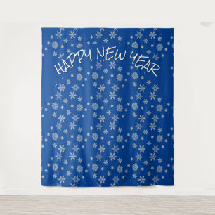 Tenture Moderne Bleu Flocon de neige BONNE ANNÉE