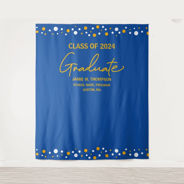 Tenture Moderne Diplômé de Jaune Orange Bleu Graduation (Devant)