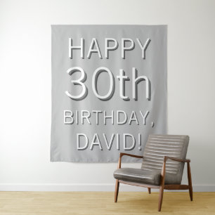 Tenture Moderne Joyeux Anniversaire Modifiable Tout Âge/No
