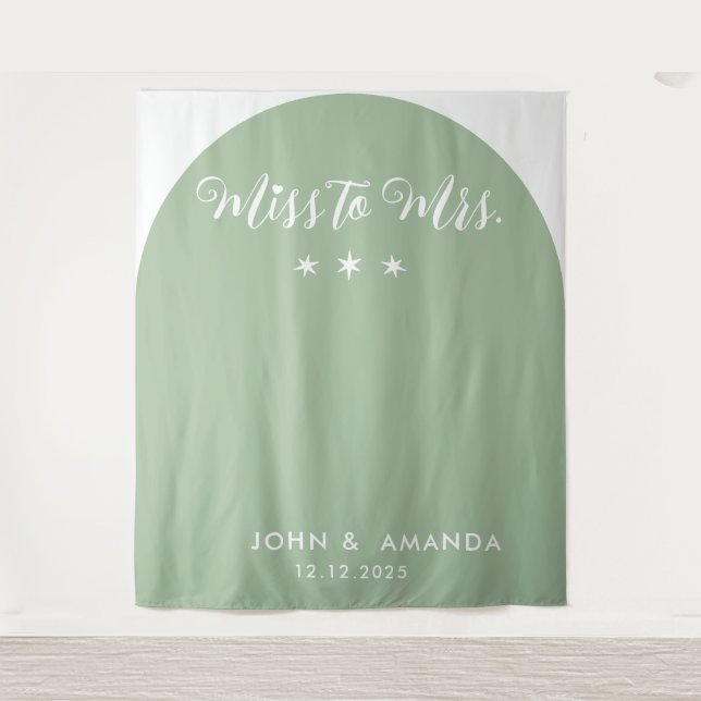 Tenture Moderne Mademoiselle jusqu'à Mme Baby Shower Vert  (Devant)