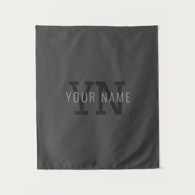 Tenture Moderne monogramme gris foncé avec nom (ou autre t (Devant)