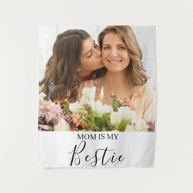 Tenture Mom Is My Bestie Personalized Names Photo (Devant)